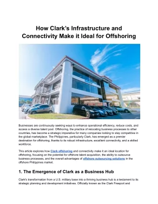 How Clark’s Infrastructure and Connectivity Make it Ideal for Offshoring