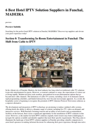 6 Best Hotel IPTV Solution Suppliers in Funchal, MADEIRA