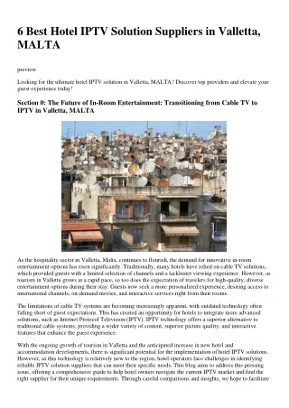 6 Best Hotel IPTV Solution Suppliers in Valletta, MALTA