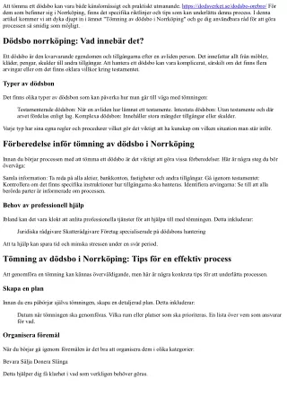 Tömning av dödsbo i Norrköping: Tips för en effektiv process