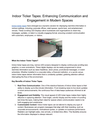 Indoor Ticker Tapes_ Enhancing Communication and Engagement in Modern Spaces