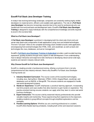 excelr full stack java developer training