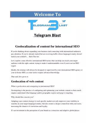 Geolocalization of content for international SEO