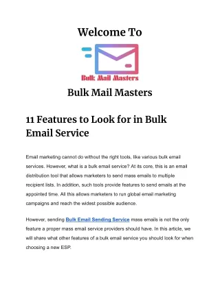 11 Features to Look for in Bulk Email Service