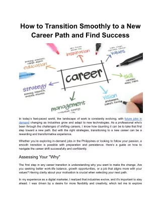 how to transition smoothly to a new career path