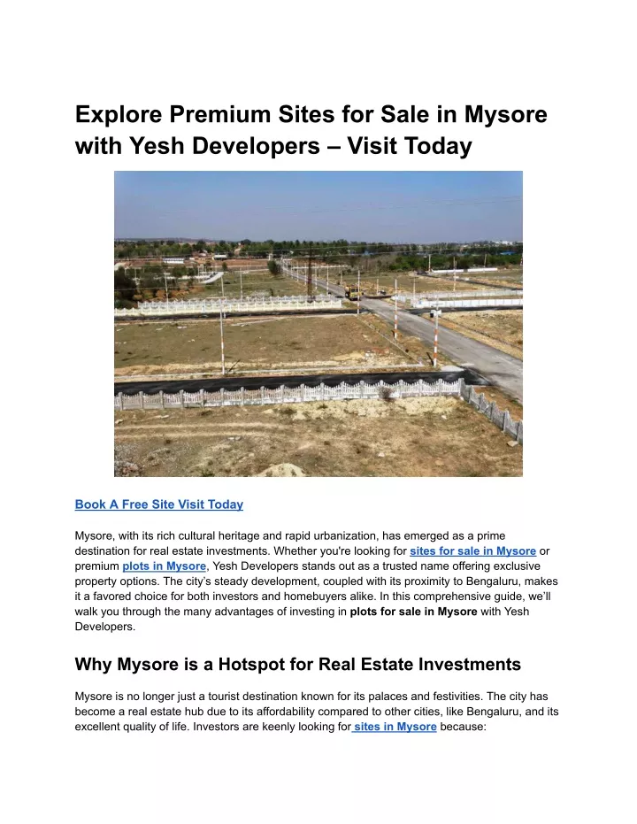 explore premium sites for sale in mysore with