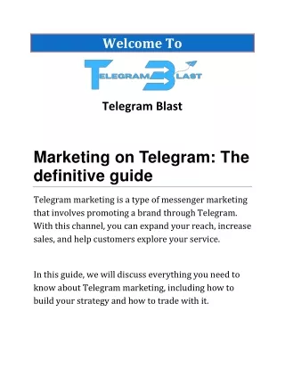Marketing on Telegram The definitive guide