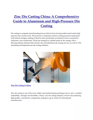 Zinc Die Casting China A Comprehensive Guide to Aluminum and High-Pressure Die Casting