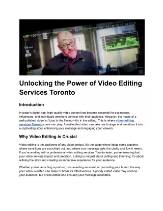 Unlocking the Power of Video Editing Services Toronto