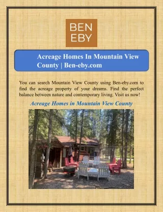 Acreage Homes In Mountain View County | Ben-eby.com