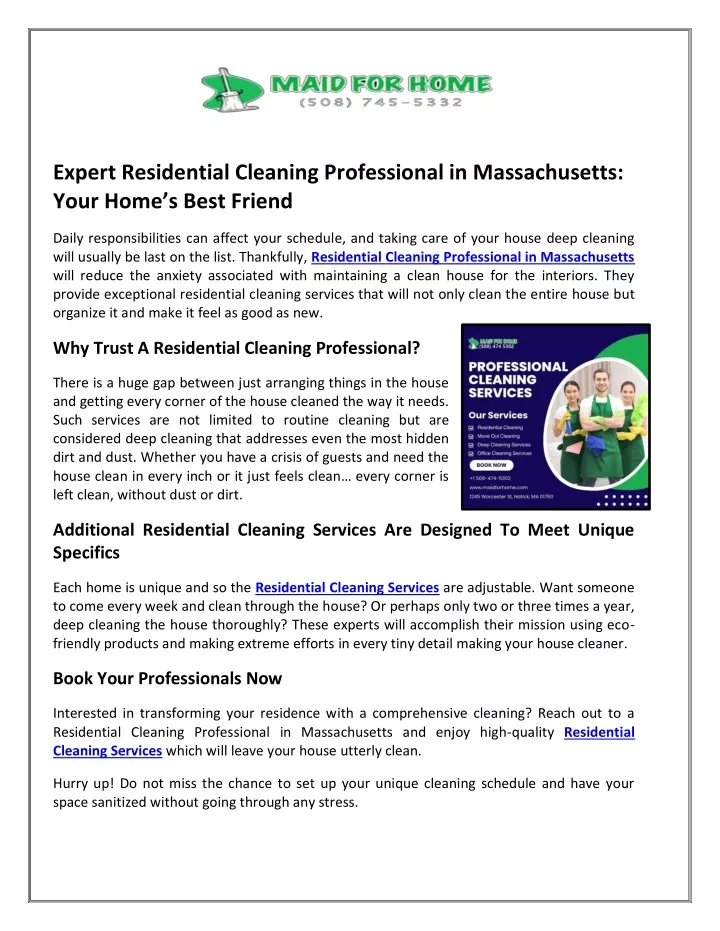 expert residential cleaning professional