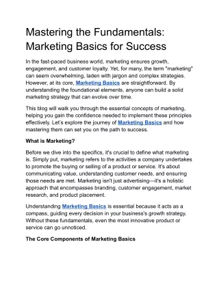 mastering the fundamentals marketing basics