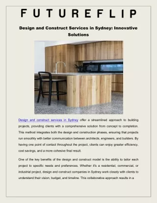 design and construct services in sydney