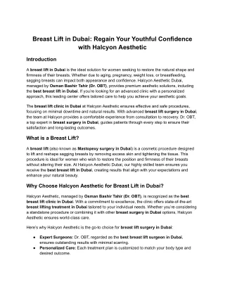 Breast Lift in Dubai