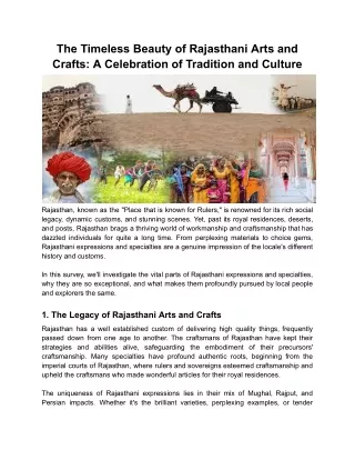 The Timeless Beauty of Rajasthani Arts and Crafts_ A Celebration of Tradition and Culture