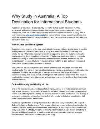 why study in australia a top destination