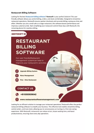 Restaurant Billing Software