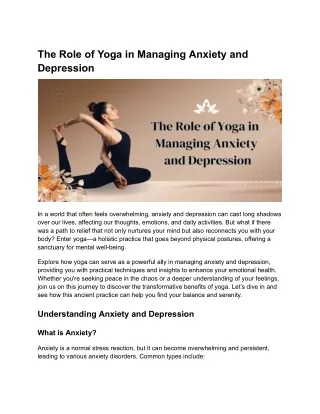 The Role of Yoga in Managing Anxiety and Depression