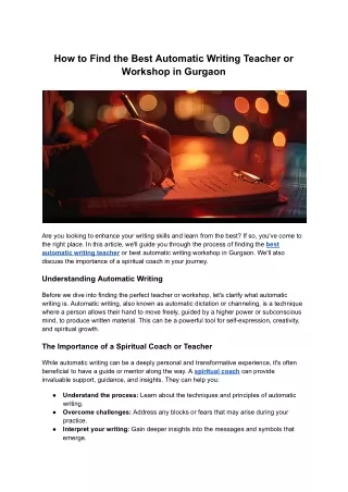 How to Find the Best Automatic Writing Teacher or Workshop in Gurgaon