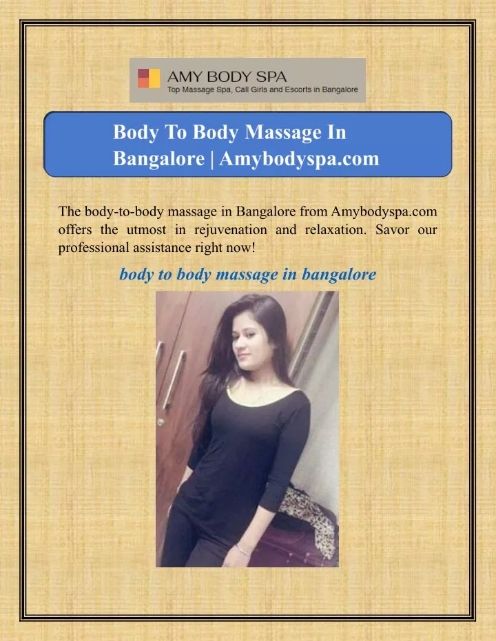 the body to body massage in bangalore from