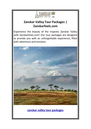 Zanskar Valley Tour Packages  Zanskarfeels.com