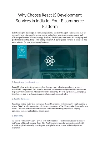 why choose react js development services in india