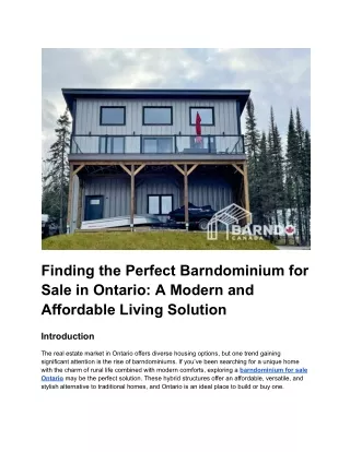 Finding the Perfect Barndominium for Sale in Ontario