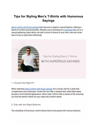 Tips for Styling Men's T-Shirts with Humorous Sayings