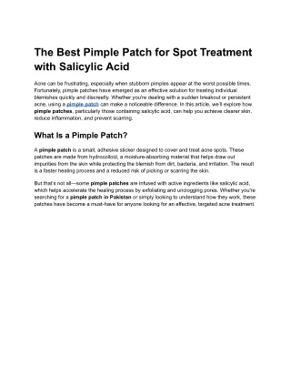 The Best Pimple Patch for Spot Treatment with Salicylic Acid