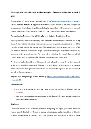 Alpha glucosidase Inhibitors Market trends 2037