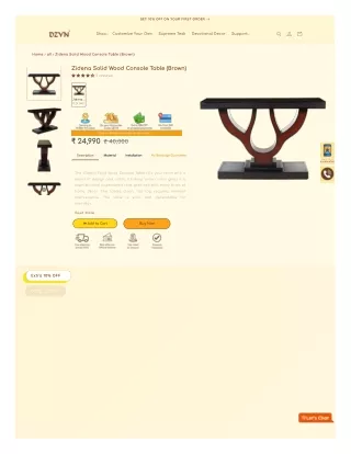 Zidena Solid Wood Console Table (Brown)