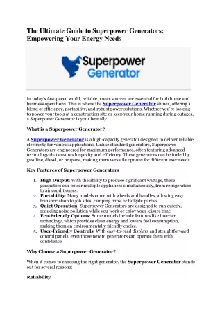 the ultimate guide to superpower generators