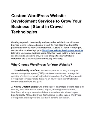 custom wordpress website development services
