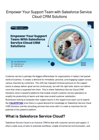 Empower Your Support Team With Salesforce Service Cloud CRM Solutions