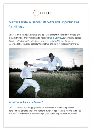 Master Karate in Denver Benefits and Opportunities for All Ages