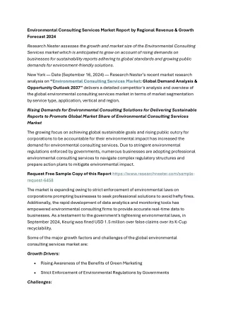 Environmental Consulting Services Market Report by Regional Revenue