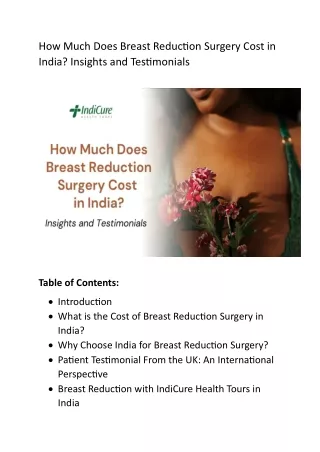 What is the Cost of Breast Reduction Surgery in India