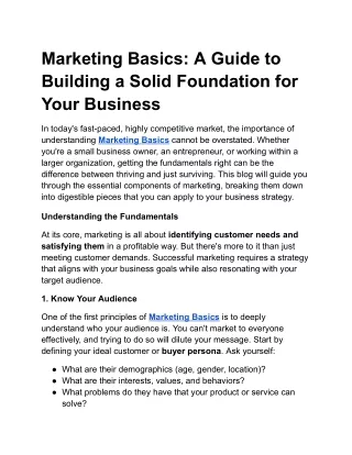 marketing basics a guide to building a solid