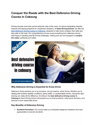 conquer the roads with the best defensive driving