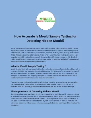 How Accurate Is Mould Sample Testing for Detecting Hidden Mould?