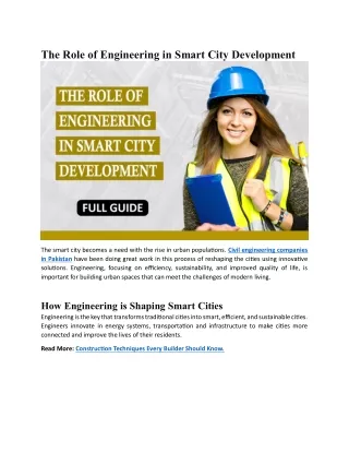The Role of Engineering in Smart City Development