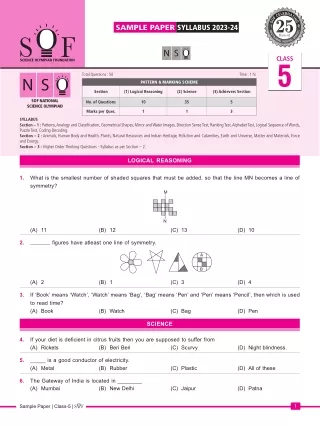 National Science Olympiad (NSO) Class 5 Sample Paper