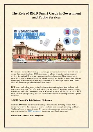 The Role of RFID Smart Cards in Government and Public Services