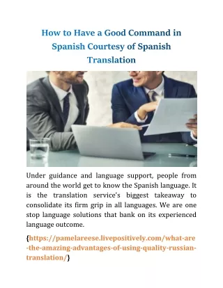 How to Have a Good Command in Spanish Courtesy of Spanish Translation?