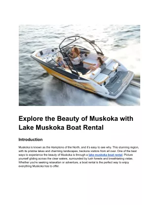 Explore the Beauty of Muskoka with Lake Muskoka Boat Rental
