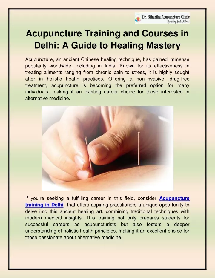 acupuncture training and courses in delhi a guide