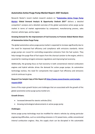 Automotive Active Purge Pump Market 2037