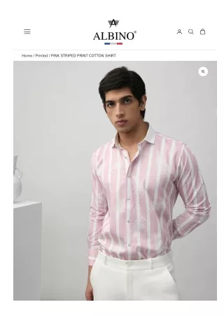 PINK STRIPED PRINT COTTON SHIRT