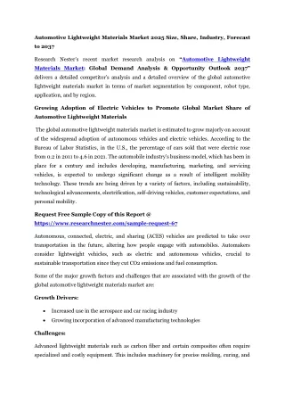Automotive Lightweight Materials Market Trends 2037