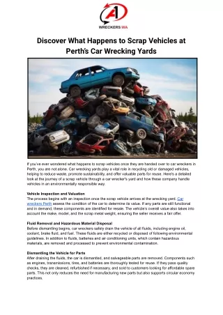 Discover What Happens to Scrap Vehicles at Perth’s Car Wrecking Yards